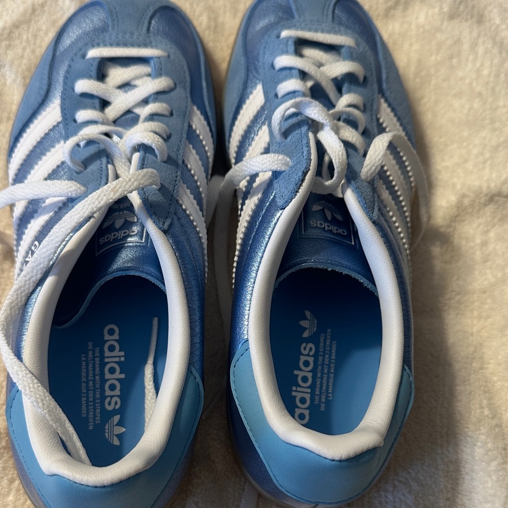 Adidas Sky Blue and White Trainers